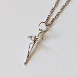 🇵🇱 Silver Stylized Crucifix Pendant And Chain Made In Poland